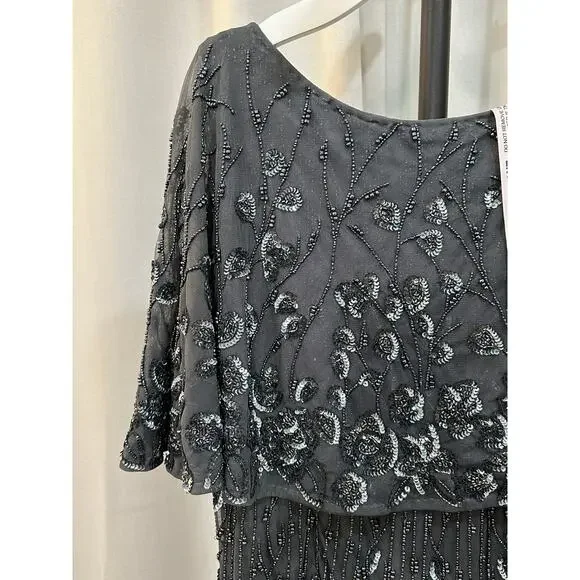 Mac Duggal Embellished Cape Sleeve Column Dress #5939 Plus Size 22 W NWT Midi